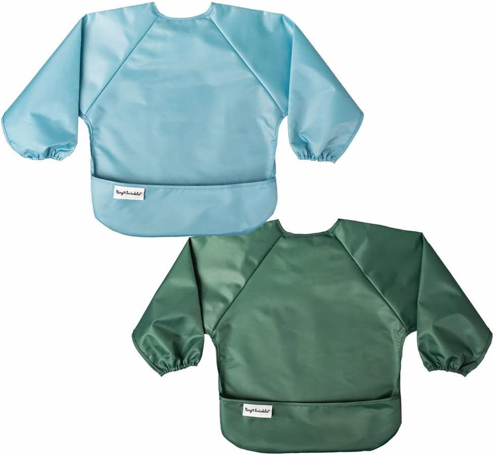 251028114058529_1 Tiny Twinkle Mess Proof Baby Bib, 2 Pack Long Sleeve Bib Outfit, Waterproof Bibs for Toddlers, Machine Washable, Tug Proof… - Image 1